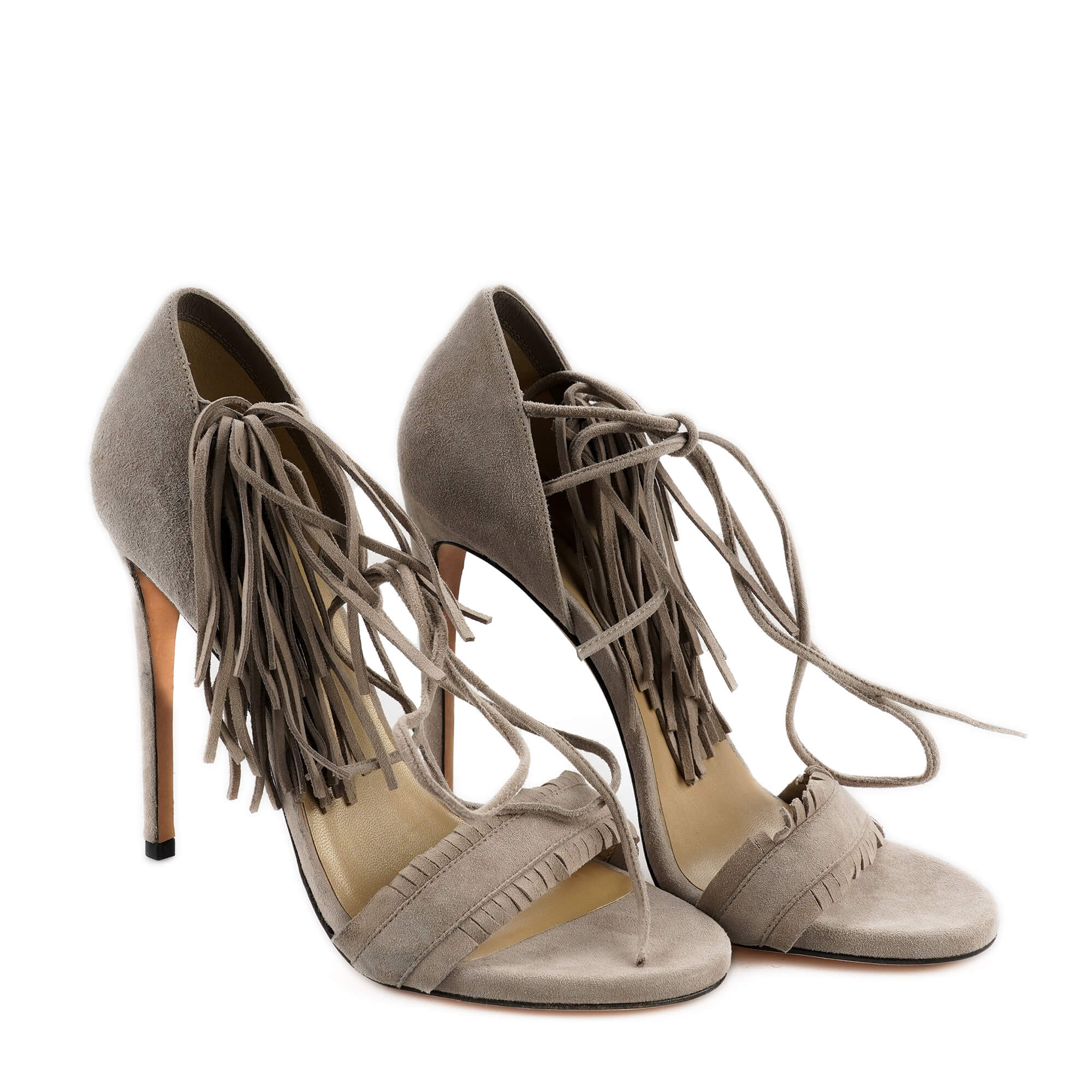 Stuart Weitzman - Grey Suede Tassel Pumps 